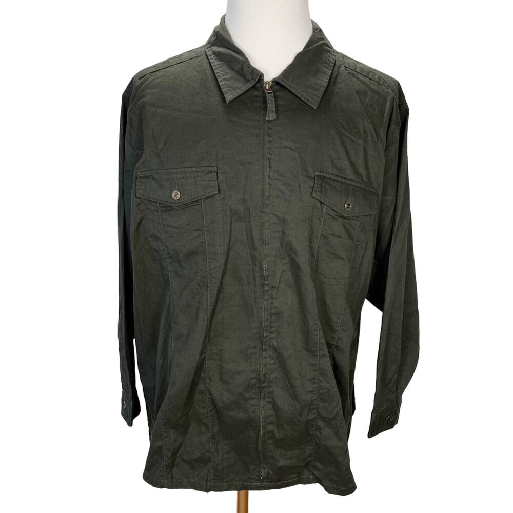 NWT VTG AVENUE BLUE | Dark Green Long Sleeve Zip-Up Cotton Field Jacket